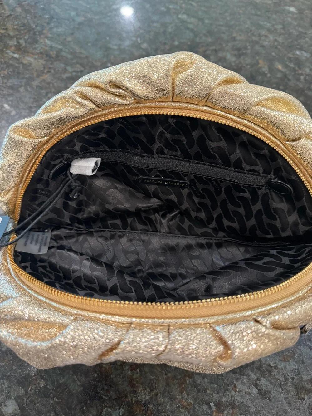 Rebecca Minkoff Metallic Gold Gathered Tassel Clutch